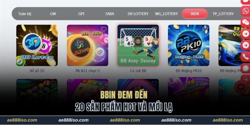 BBIN đem đến 20 sản phẩm hot và mới lạ