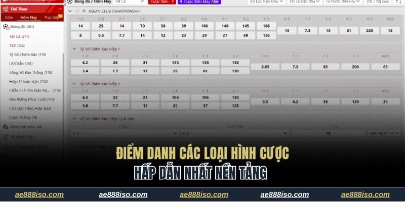 Điểm danh các loại hình cược hấp dẫn nhất nền tảng